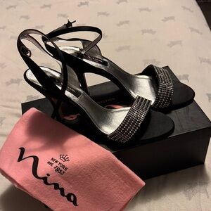 Nina Elegant Black and Silver Heels